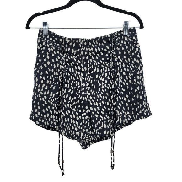 Free People Bennett Shorts 6 Black Polka Dot Wide Baggy Corset Pockets Cotton - Picture 6 of 12